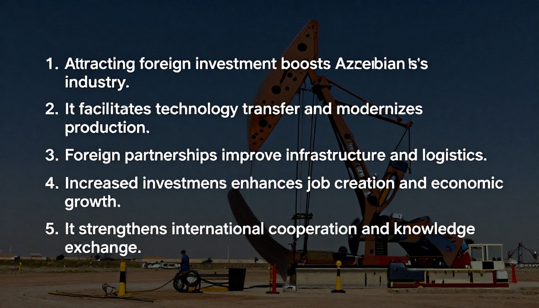 Azərbaycan neft sənayesində xarici investisiyaların 5 əsas faydası"*